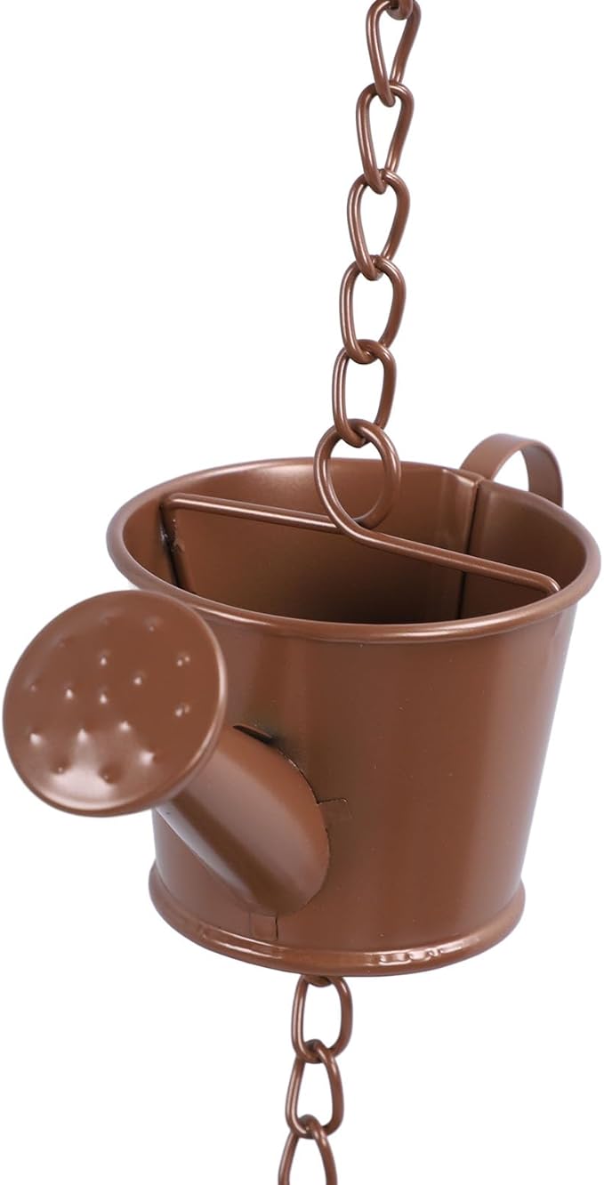 ZJchao Elegant Copper Rain Chain for Gutters – 6-Tier Decorative Feature & Downspout Alternative, Garden-Friendly Bucket- Rain Diverter