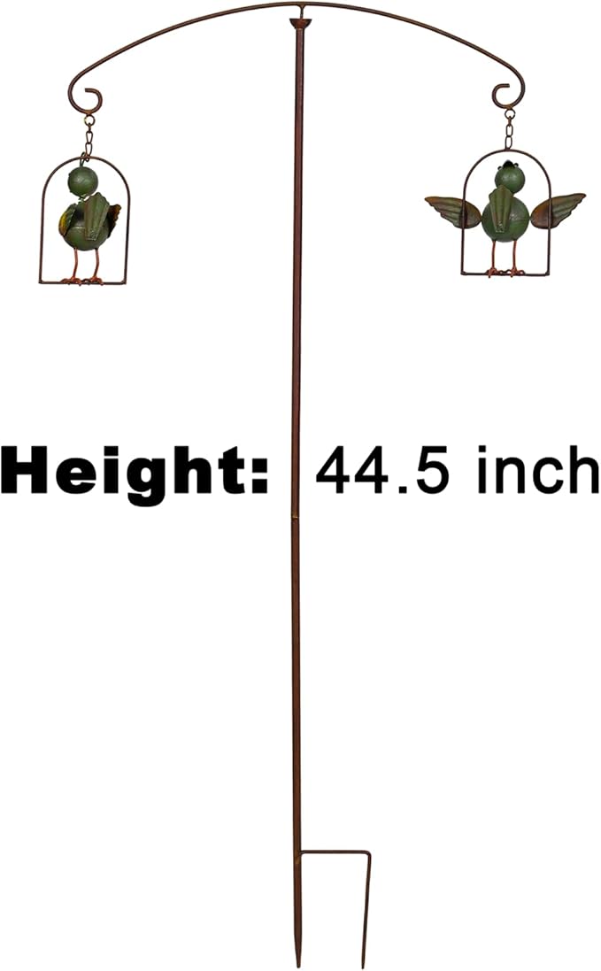 Metal Birds Seesaw Balancer Garden Deorative Stakes 45", Iron Yard Balanceing Stake Art, Animal Scarecrow Sway Up and Down in Wind, Gifts to Bird Lovers as Grassland Lawn Farmland Decor
