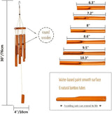 Wooden Wind Chimes Outdoor/Indoor, Natural Bamboo Wind Chimes with Beautiful Deep Tone for Garden/Home Decor 30 Inches, Brown
