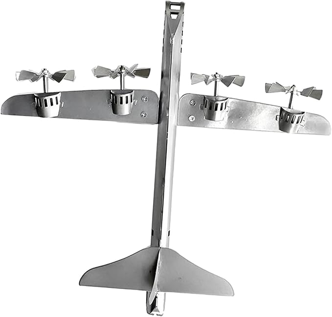 Wind Spinner Statue Aircraft Windmill Airplane Model with Metal Stake Decorative Figurine Iron Art Sculpture for Lawn