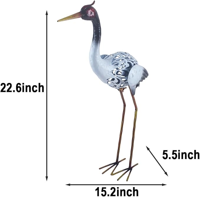 Heron Statue Metal Heron Sculpture Heron Ornaments Garden Decoration Metal Yard Art for Patio Lawn Backyard Outdoor Decoration