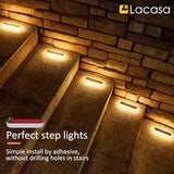 Solar Deck Lights - 4 Pack LED Warm White IP68 Waterproof
