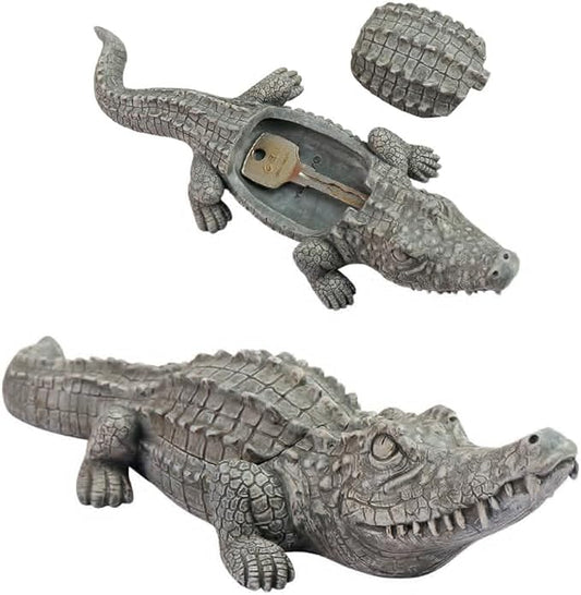Hide A Key Outside Crocodile Key Hiders, Animal Spare Key Hider Hidden Key Holder Small Alligator Statue for Garden Outdoor Indoor or Yard
