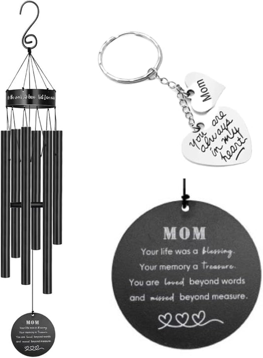 Memorial Wind Chimes for Loss of Loved One Prime, Outdoor Memory Chimes Mom, Dad, Grandma, Husband, Personalized Bereavement Windchimes, Sympathy Remembrance Chime, Windchime Gift (Mom Memorial)