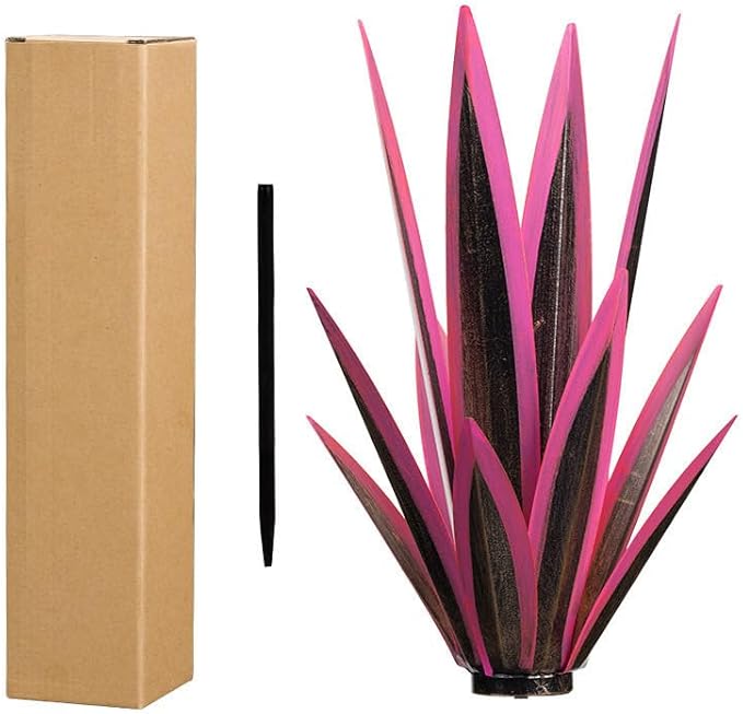 14 inch Metal Agave Flowers Plant Outdoor Décor DIY Metal Tequila Country Flowers Ornament Outdoor Decor Home Lawn Patio Stake Yard Art Decoration (Dark Green, 2 PCS)