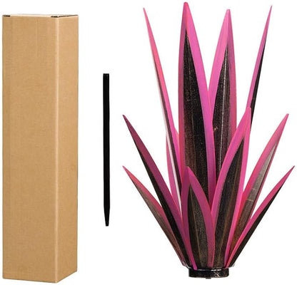 14 inch Metal Agave Flowers Plant Outdoor Décor DIY Metal Tequila Country Flowers Ornament Outdoor Decor Home Lawn Patio Stake Yard Art Decoration (Brick Red, 1 PCS)