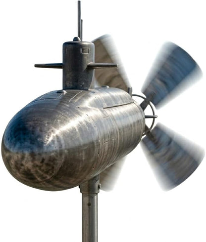Submarine Wind Spinner, Outdoor Garden Windmill for Yard, Rotating Metal Wind Sculpture with Blades, Motion Art Propeller Spinner, Patio Lawn Decor