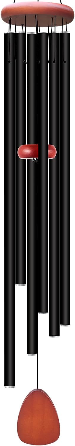 WENANA Large Wind Chimes for Outside Deep Tone, Soothing Melodic Memorial Sympathy Wind Chime, Suitable Outdoor Garden Decor, Gift for Mom Women Neighbors (Black Wind Chime -56 in)