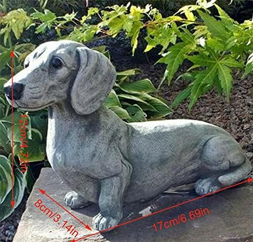 EatingBiting 6.7"x4.7" Resin Dog Dachshund Sculpture Garden Ornament Patio Figurine Outdoor Animal Statue,French Bulldog Statue Garden Decor Yard Lawn Resin Dog Sculpture