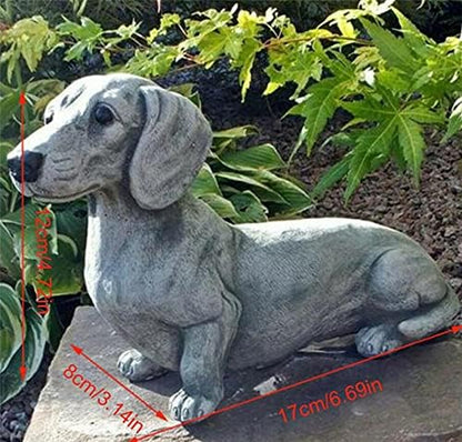 EatingBiting 6.7"x4.7" Resin Dog Dachshund Sculpture Garden Ornament Patio Figurine Outdoor Animal Statue,French Bulldog Statue Garden Decor Yard Lawn Resin Dog Sculpture