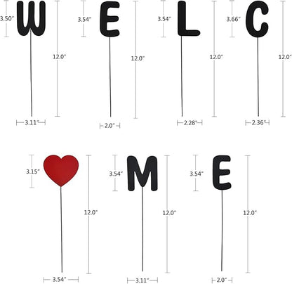Aecipl Metal Letters Garden Stakes Yard Art Word Sign Lawn Decoration Indoor Outdoor Plant Pot Decor Decorative Stick for Patio Pathway Flower Bed (Welcome)