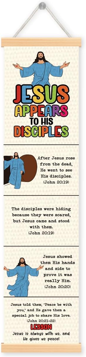 Jesus Appears to His Disciples Banner, Church Banner, Christian Rustic Hanging Door Flag, Farmhouse Decorations Outdoor Indoor, Church Activity Decor, Bible Lesson, Scripture and Words Decorations