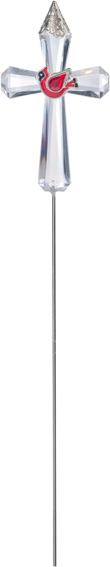 Ganz Cardinal Cross Garden Stake, 12-inch Length, Holiday Decor, ACRY-935