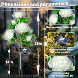 Solar Garden Lights - 10 Waterproof White LED Rose Flowers (2 Pack)