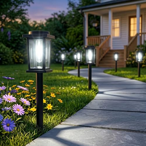 Solar Pathway Lights - 12 Pack Waterproof Cold White
