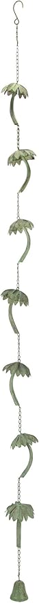Things2Die4 Metal Tropical Palm Tree Rain Chain with Attached Hanger 72 inch