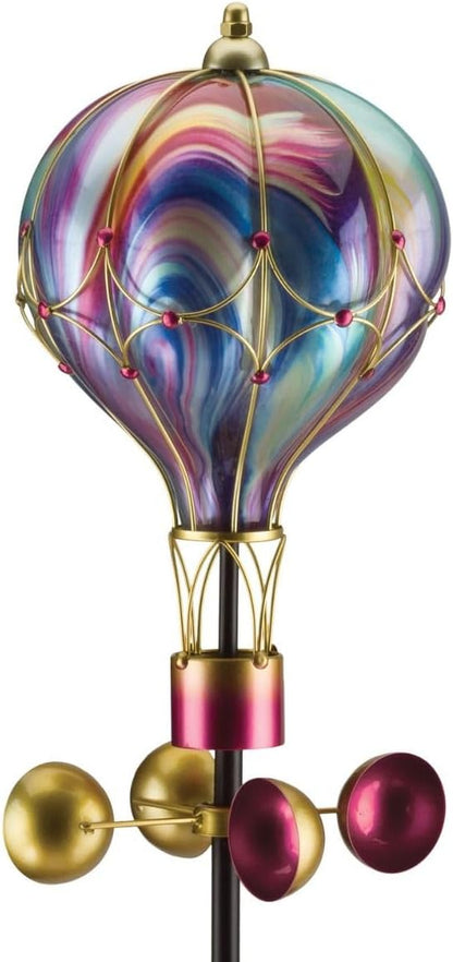 Regal Art & Gift Swirl Balloon Spinner, 62-Inch Solar Garden Stake - Metal Wind Spinner with Solar Light - Outdoor Kinetic Garden Sculpture for Yard Art, Patio & Lawn Décor - Purple