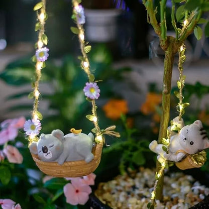 OULIGET Koala Statue Garden Outdoor,Swing Garden Hanging Koala Resin Home Decor,Charmingly Naive Animal Decoration Garden Decor for Patio Yard Lawn Fence Pathway Backyard