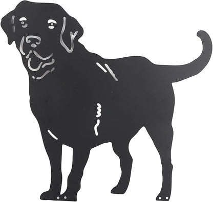 CXWLD Metal Dog Stake Statue Garden Lawn Black Labrador Silhouette Decoration Animal Sculpture Outdoor Decor Yard Sign for Yard Patio Backyard Pathway Sidewalk, 38x37CM (BLAC1)