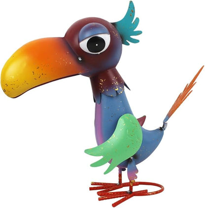 12'' Tall Metal Bird Garden Statue, Cheeky Metal Bird Sculpture Yard Art, Standing Bird Garden Decor for Outside, Lawn, Patio, Porch