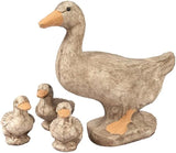 Solid Rock Stoneworks Duck Family Concrete Statue Set, 14" Tall, Life Like Color