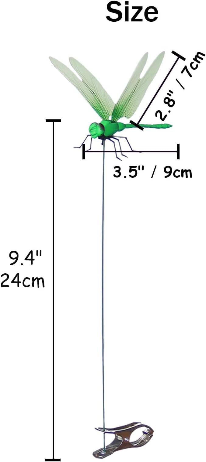 Jongdari 12pcs Dragonfly Hat Clip Realistic Fake Dragonflies Clip-On Garden Outdoor Decor Stakes Plastic Dragon Fly Clips Plant Decorations for Pot