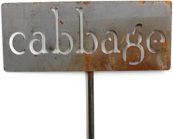 Classic Metal Garden Markers 19 Inches Tall (cabbage, Naturally Rusted)