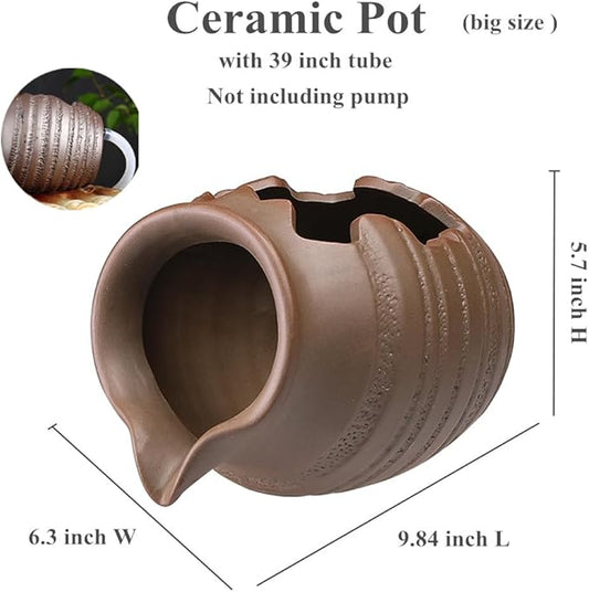Outdoor Garden Fountain Spitter Pond Water Feature Pump DIY Ceramic Pot Decoration (9.8 inch Color 1)
