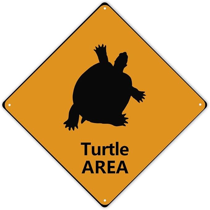 Sea Turtle Crossing Sign Caution Sea TurtleXing Sign Street Sign Wildlife Novelty Road Fence Wall Decor Warning Metal Tin Sign For Indoor Outdoor 15x15in