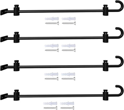 Koutemie Wall Garden Flag Stand Holder Pole with 2 Stoppers for 12 x 18 Outside Small Flags Décor, One Piece Wall Mounted Metal Garden Flag Scroll Hanger for Mailbox Post, Black, 4 Pack