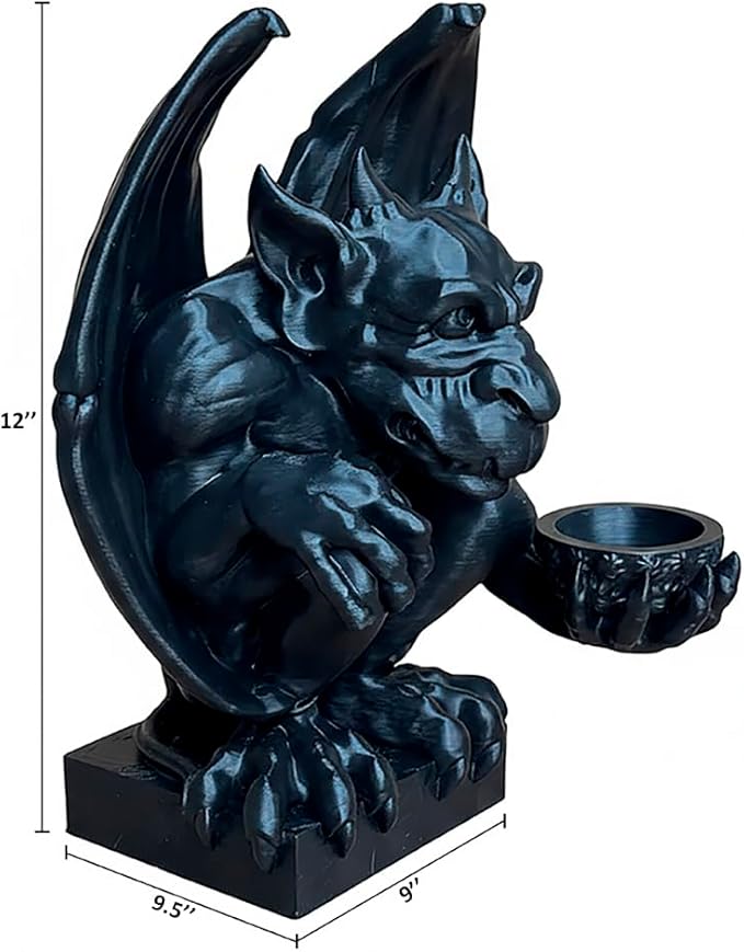 OLOMA Gothic Gargoyle Statue for Garden and Patio Architectural Decor Heavy Stone Sculpture with Detailed Classic Design Weather Resistant Outdoor Indoor Patio Lawn Entryway Accent