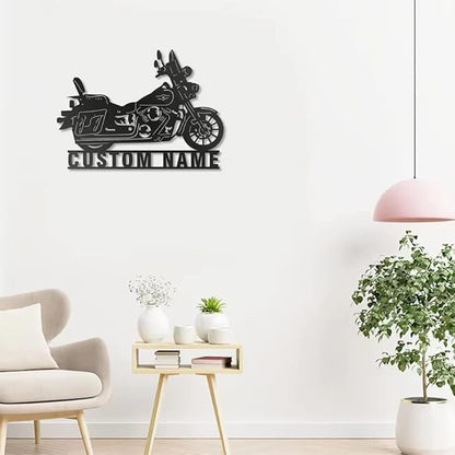 Custom Motorcycle Garage Name Signs, Personalized Monogram Wall Décor, Motorcycle Decor for Living Room Outdoor Patio Home, Motorcycle Lover Metal Plaque/Gift-38