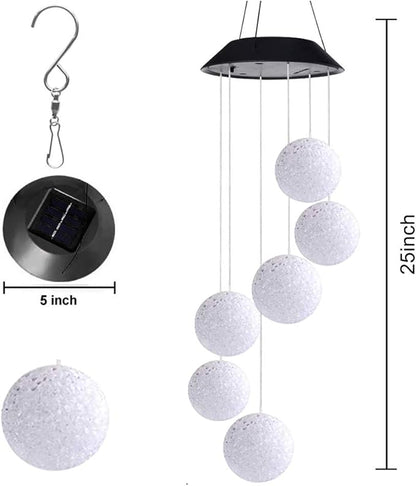 Color Changing Crystal Ball LED Light Solar Powered Wind Chime Waterproof Hanging Solar Mobile Lamp for Patio Yard Garden Home Decoration
