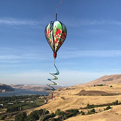 In the Breeze Cardinal 6-Panel Kinetic Hot Air Balloon Wind Spinner,11" W x 17" H, 26" Tail,1055