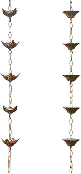 Rain Chain Copper Imitation Rain Chains for Gutters 3.3ft with 5 Cups Japanese Style Decorative Downspout Alternative Easy to Install Style 1