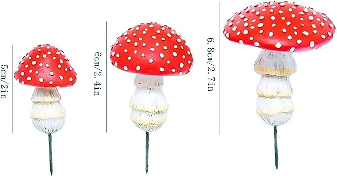 OwMell Glow in The Dark Mushroom, Set of 3 Mushroom Decor Decorations for Garden Yard, Mushroom Tree Decorations Outdoor, Mushroom Statue Figurines, Fairy Garden Decor Accessories - Garden Stakes
