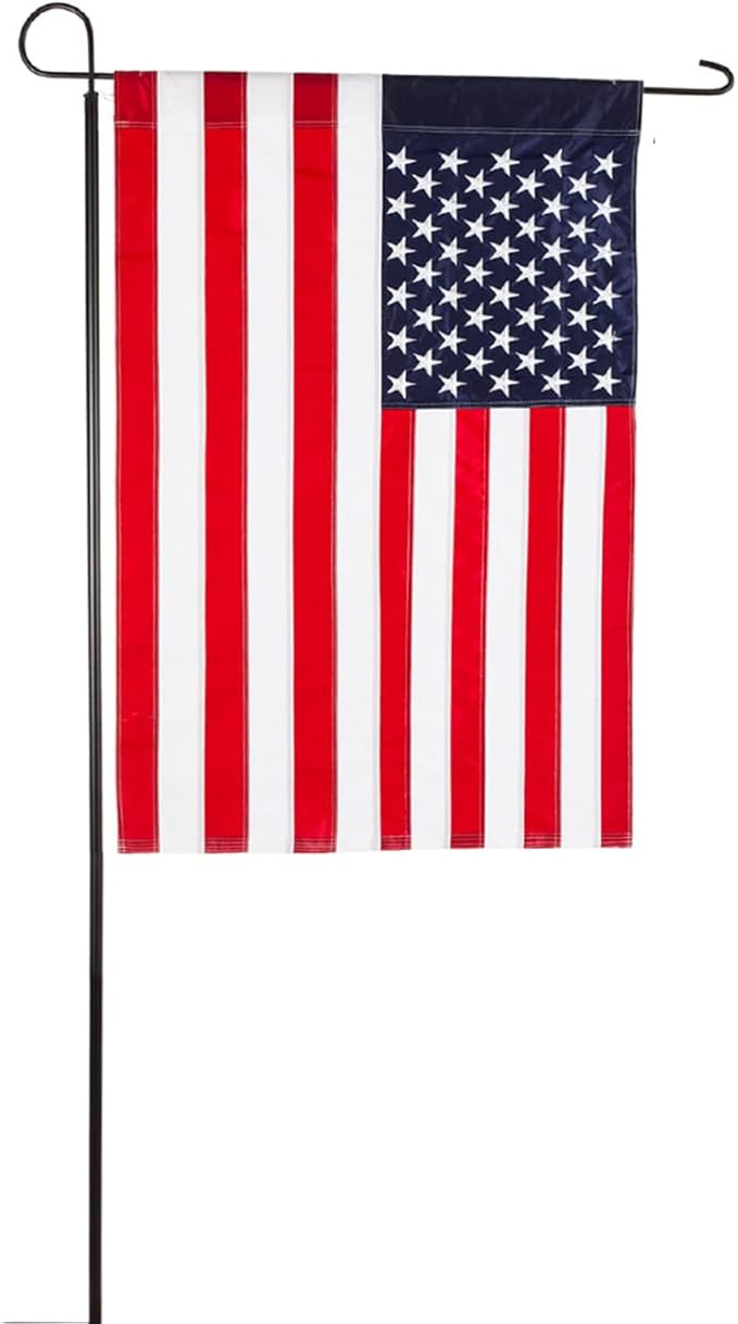 Evergreen Oversized Metal Outdoor Flag Stand 7-Feet Tall & 40-Inch Wide | Sturdy 5 lbs Solid Steel Black | Fits 3x5 and Smaller American Flag and Seasonal | Home Garden Planter House Décor