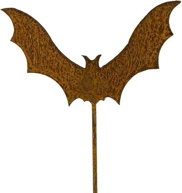 Bat Halloween Garden Stake, Steel Construction with Real Rust Finish, Made in USA