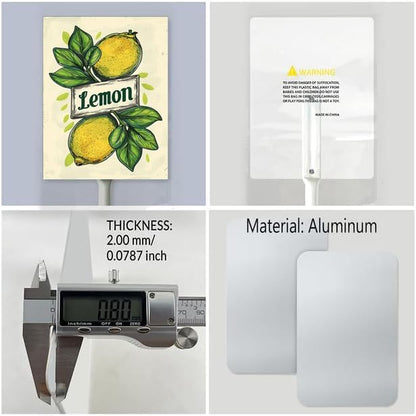 Uptell Vintage Aluminum Lemon Fruit Signs Yard Sign with Stake for Garden Fruit Garden Label Stakes Plant Markers for Outdoor Plants Waterproof 8x12 inch