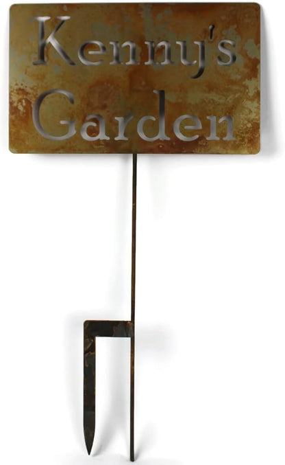 Classic Metal Garden Markers Clearance Items 20 to 33 Inches Tall (Kenny's Garden 28", Naturally Rusted)
