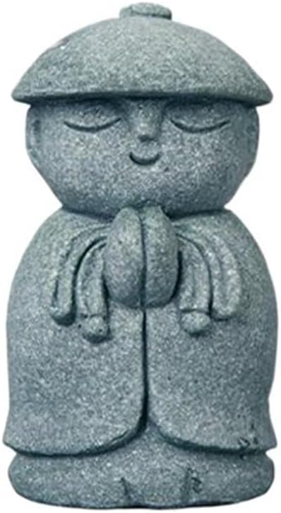 Mini Monk Buddha Statue Sandstone Statues Zen Monk Praying Statue Sculptures for Wealth Good Luck Feng Shui Decor Home Fish Tank Aquarium Garden (Style 15)