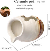 Outdoor Garden Fountain Spitter Pond Water Feature Pump DIY Ceramic Pot Decoration (9.8 inch Color 2)