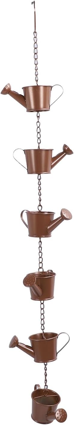 ZJchao Elegant Copper Rain Chain for Gutters – 6-Tier Decorative Feature & Downspout Alternative, Garden-Friendly Bucket- Rain Diverter