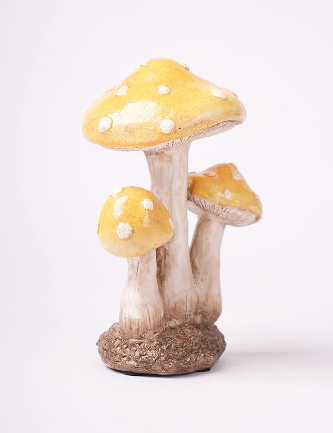 SEINHIJO Mushroom Decor Sculpture Garden Gifts Statue Outdoor Fairy Figurine Modern Patio Arts Polyresin 7.1inch