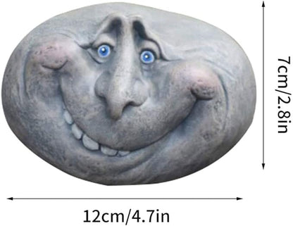 Funny Face Rock Art Sculpture Decoration Yard Art Face Resin Sculpture Mystical Garden Stones for Indoors Outdoors Patio ...