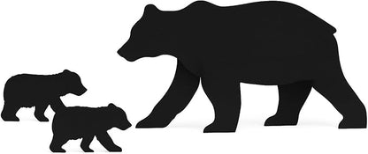 Black Bear Yard Art – All-Weather PVC Bear Family Garden Sculpture, Outdoor Wildlife Silhouette Decor for Lawn, Yard, Patio & Holiday Display (White)