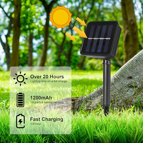 66FT 200LED Solar Rope Lights - White Waterproof, 8 Modes