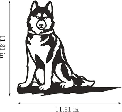 Adorable Dog Stake Decoration Yard Garden Outdoor Metal Art Dog Silhouette Decoration Steel Dogs Statue Adorable Ornament Gift Contour Black Dog (Husky)