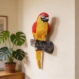Tropical Parrot Statues Hanging Decor,13.6''(H) Wall Decor Parrot Sculpture for Home Porch Patio Door,Resin Scarlet Macaw Statue Outdoor Garden Yard Tree Art Ornaments