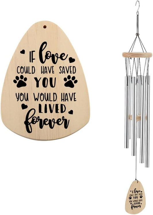 If Love Could Have Saved You Sympathy Gift for Friend Windchimes Décor Outside Outdoor Indoor Garden Yard Porch Patio, Pet Memorial Wind Chimes for Loss of Dog Paw Print